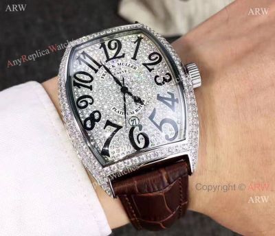 FM-Franck Muller Platinum Rotor SS Copy Watch - Brilliant-cut diamond paved face